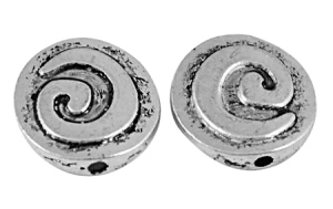 Poche de 15 superbes perles rondes plates gravees spirale-15mm